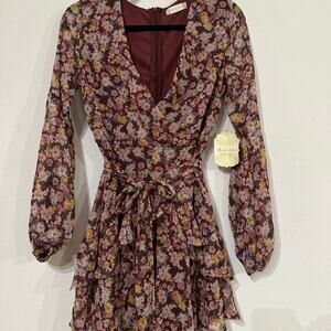 Altar'd State Burgundy Floral Mini Dress